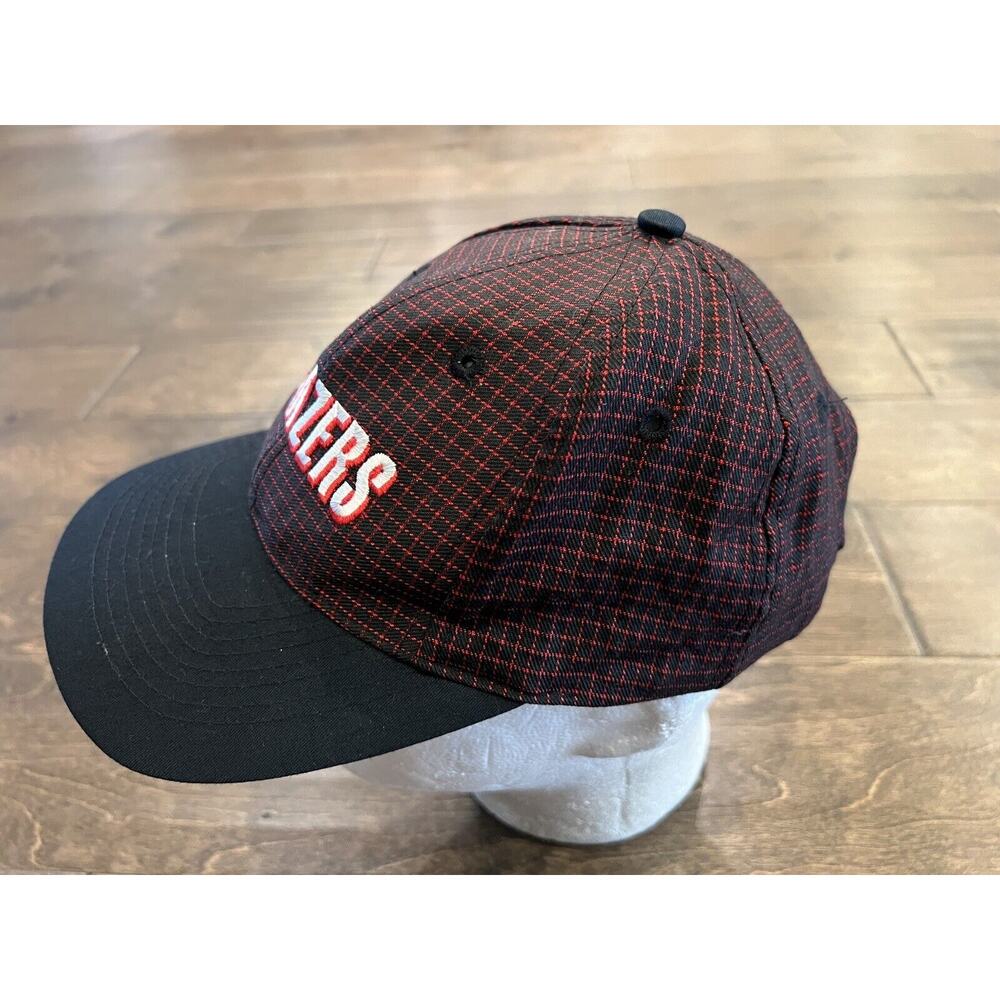 Vtg Logo 7 Black Red Plaid NBA Portland Trailblazers Adjustable Snapback Hat Cap - Picture 4 of 8